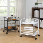 SunnyPoint 2-Tier Metal Rolling Utility Cart – Mobile Storage Shelf with Caster Wheels – Small Space Organizer for Home, Office, Bedroom, Kitchen (BLK) - Image 4