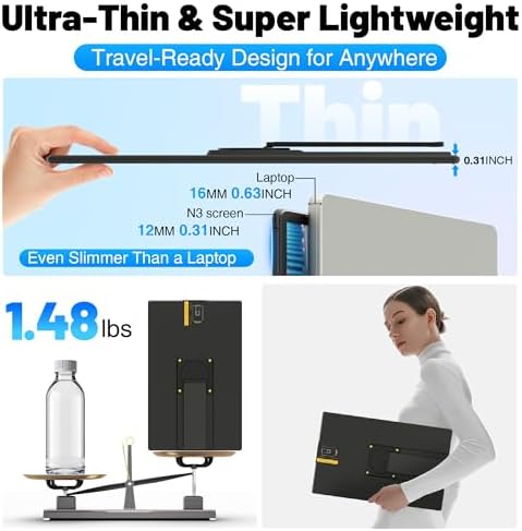 CIDETTY 16" Laptop Screen Extender, 1920x1200 FHD Portable Monitor for Laptop, 360° Magnetic Stand Travel Second Screen for Mac, Windows, Android Phone - Image 2