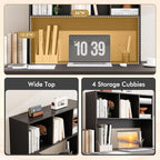 Tangkula Desktop Bookshelf, Countertop Storage Hutch with 4 Shelves for Computer Desk, Desktop 2-Tier Display Rack, Multipurpose Wood Desk Hutch Storage Organizer for Dorm Office Home (Black) - Image 6
