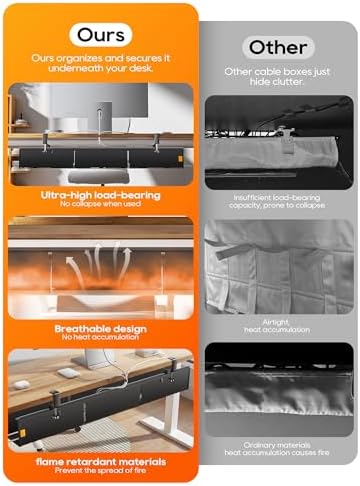 39" No Drill Under Desk Cable Management Tray (Black) - Image 3