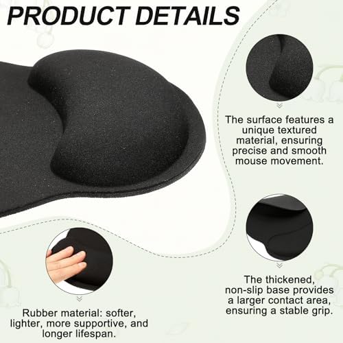 PATIKIL Ergonomic Wrist Rest Set, Memory Foam Mouse Pad and Keyboard Wrist Rest Support Hand Waterproof Cup Pad Non-Slip for Office Computer Gaming Home Desk Accessory, Black - Image 3
