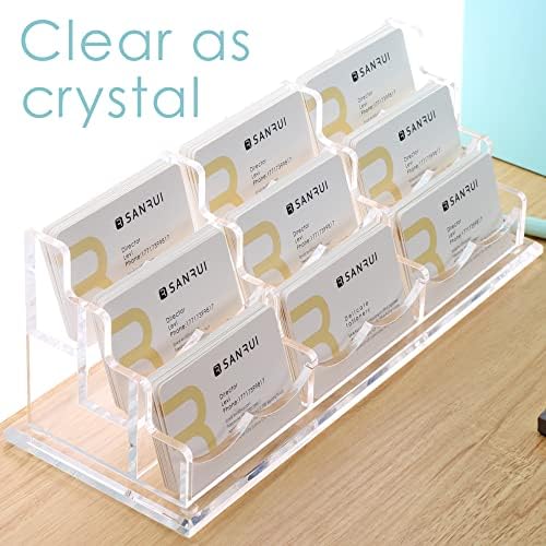 SANRUI Acrylic Business Card Holder, Clear Desk Card Organizer Stand 9 Slot - Image 5