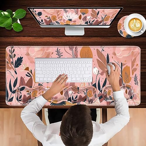 Keyboard Wrist Rest and Mouse Pad with Wrist Support Set Ergonomic Coaster,Memory Foam,Easy Typing Pain Relief,Large XL Desk Mat 31.5"x 11.8",Pink Floral - Image 4