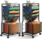 DAOUTIME 8 Tier Rolling File Cart with Hanging File Folder Organizer, Mobile File Organizer with 2 Sides Access Bookcase, Beside/Under Desk Cart with Wheels for Office Home School by DAOUTIME