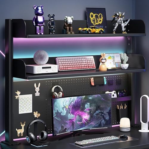 Clamp On Desk Organizer Shelf, Desk Extender Pegboard Workstation,Computer Desk Accessories for Office, Privacy Panel for Gaming Desk,Clamp-on 23.6/31.5/39.3in Desktop Shelving System, Black (Size : - Image 2