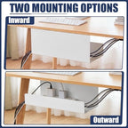 2 Pack Under Desk Cable Management Tray,Hold 11 lbs, 16 x 6 x 6 Inch, White - Image 6