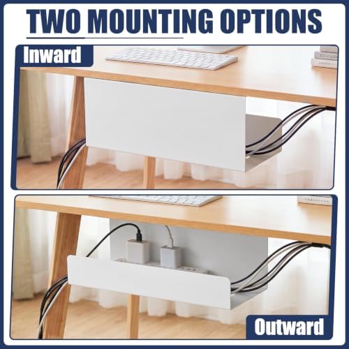 2 Pack Under Desk Cable Management Tray,Hold 11 lbs, 16 x 6 x 6 Inch, White - Image 6