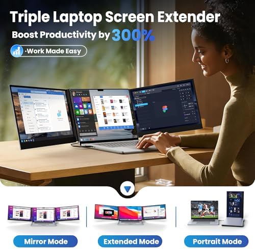 CIDETTY One Cable Connection Laptop Screen Extender Monitor Portable, Ultra Thin 15.6" 1080P FHD Triple Screen,Fit for 13-17" Laptop, Plug & Play Compatiable with Win/Mac/Chrome/Android - Image 7