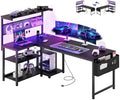 55in L Shaped Gaming Desk with Pegboard & Shelf & Storage Bag, Black by APICIZON