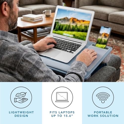 LAPGEAR Home Office Pro Lap Desk - Slate Blue, Fits 15.6” Laptops - Image 2