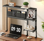 Clamp On Desk Shelf, Metal & Wooden Desktop Bookshelf & Heavy Duty Desktop Organizer, Desk Accessories,38.3" W x 33" H (Black) 999BKSSJ197 by STHYTON