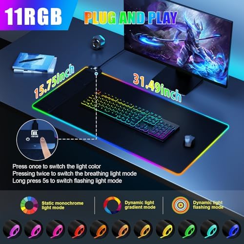 Wireless Charging RGB Mouse Pad with Phone Stand, Large Gaming Desk Mat - Image 4