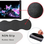 Mouse Pad,Large Pink Desk Mat, 4in1 XXL Mousepad + Keyboard Wrist Rest+Mouse Wrist Rest+Coaster Set with Ergonomic Desk Pad for Home Office Table Computer-Glowing Night Pink Butterflies - Image 3