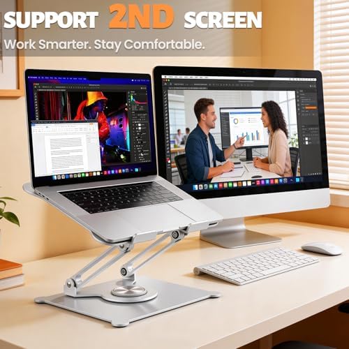 Urmust 360° Rotating Laptop Stand for Desk, 10-15.6“ Laptop Riser, Silver - Image 7