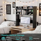 37" Black Desk Hutch Dorm Top Only with Sheves Felt Board for College - Image 5