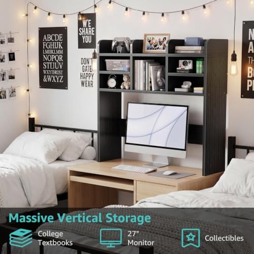 37" Black Desk Hutch Dorm Top Only with Sheves Felt Board for College - Image 5
