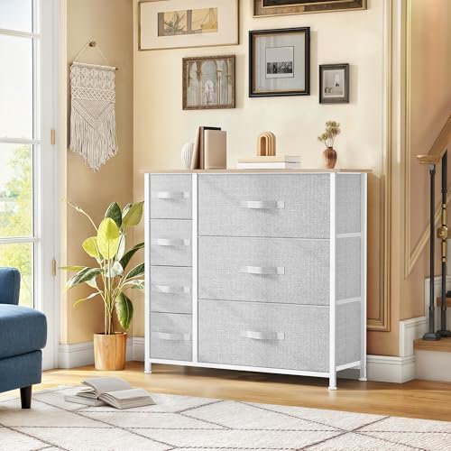 DWVO Dresser for Bedroom, 7 Drawers Fabric, Light Gray - Image 2