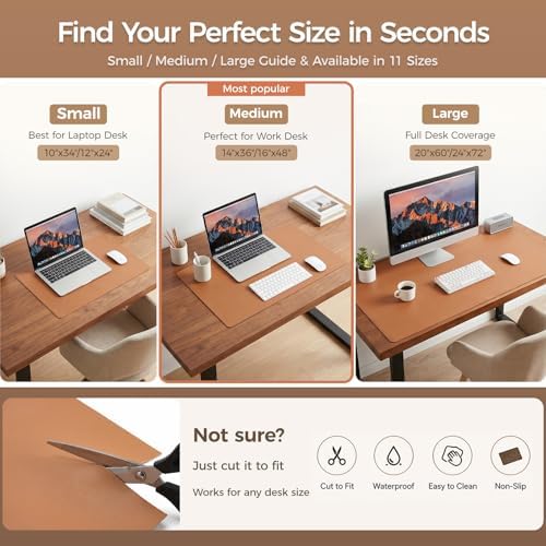 1.6mm Thick Leather 17x54 Inch Non-Slip Mat, Waterproof Countertop Protector, Dinner Table Runner/Cabinet Top Cover, Caramel Brown - Image 6