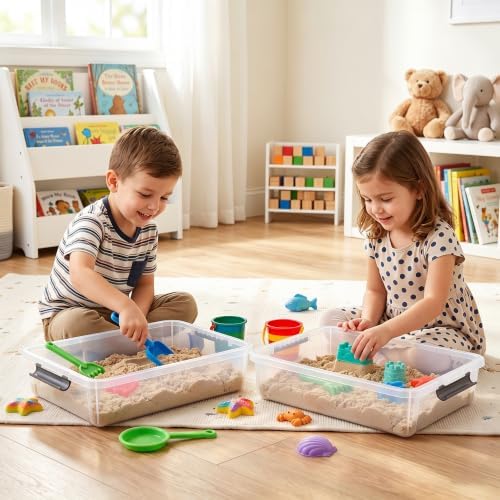 Citylife 5.3Qt 4Packs Clear Craft Organizers and Storage Box, Sensory Bins - Image 4