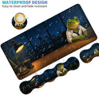 4Pcs Memory Foam Keyboard Wrist Rest Desk Mat Set, Night Shift Frog - Image 4