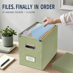File Organizer Box with 15 Hanging File Folders, Lift-Off Lid - Image 2