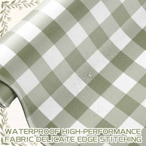 Sabary Gingham Desk Mat Scalloped Sage Green, 31.5 x 15.7 Inch - Image 5
