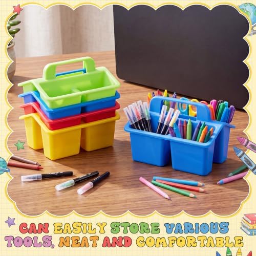 Hushee 32 Pack Mini Classroom Caddy with Handle 3 Compartments, 4 Color - Image 5
