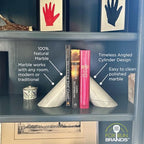 Fox Run Natural Polished Marble Bookends, White, Set of 2 Angled Book Ends - Image 4