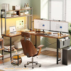 Aheaplus 59" L Shaped Desk Gaming Desk with LED Light & Power Outlet - Image 2