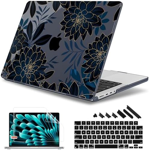 May Chen for 2026 MacBook Pro 14-inch M5 M4 M3 M2 M1 Pro/Max Chip, Release 2026 2025-2021, Model A3427 A3426 A3434 A3112 A3401 A3185, Plastic Hard Shell with Keyboard Cover, Luxury Dahlia by MayChen