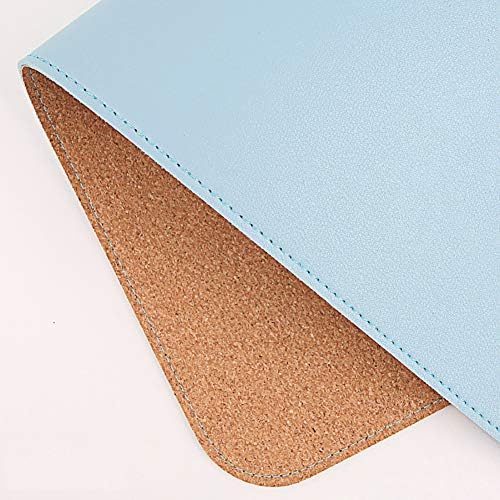 Ruby Lil Natural Cork & Leather Desk Writing Mat, Dual Use Desk Matt for Desktop,Multifunctional Office Desk Pad, PU Leather Mouse Pad,Light Blue,35"x 18" by RubyLil