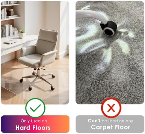 Kuyal Clear Chair mat for Hardwood Floor, 51 x 63 inches - Image 2