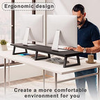 TEAMIX 42 inch Large Dual Monitor Riser, Desk Organizer Stand for TV Laptop - Image 2