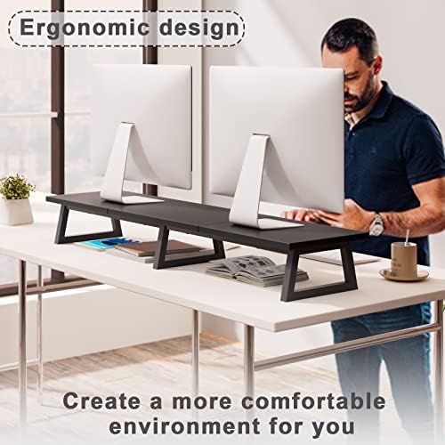 TEAMIX 42 inch Large Dual Monitor Riser, Desk Organizer Stand for TV Laptop - Image 2