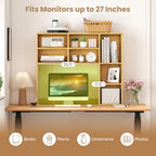 BECOMFORT Desk Hutch with 7 Cubes, Up to 27" Computer Monitor College Dorm - Image 5