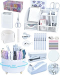 White Desk Accessories and Organizers with Desk Organizer and 360°Rotating Pen Holder stapler Pen and a Lot of Office White Office Supplies Beautifully Presented in a Gift Box by Vamrak