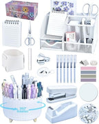 White Desk Accessories and Organizers with Desk Organizer and 360°Rotating Pen Holder stapler Pen and a Lot of Office White Office Supplies Beautifully Presented in a Gift Box by Vamrak