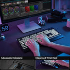 Large Print Backlit Computer Keyboard, 7-Color Backlit Keyboard with Wrist Rest, USB Plug-and-Play, Oversize Letters Keys Easy to See and Type, Wired Light Up Keyboards for Laptop, PC, Gaming - Image 5