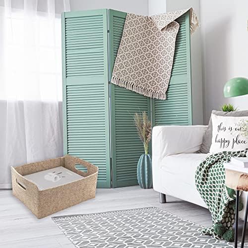Welaxy Storage Basket Beige Foldable Shelf Drawer Organizer Bin Oatmeal - Image 4