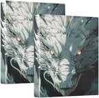 JIPONI 3 Ring Binder White Dragon Anime 1 Inch Round Binders for Men Women Students, Cute File Organizer for Office School, 2pcs by JIPONI