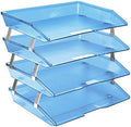 Acrimet Facility 4 Tier Letter Tray Side Load Plastic Desktop File Organizer (Clear Blue Color) by Organizingyourlife