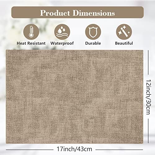 Faux Leather Placemats Set of 6,Heat Resistant Placemats for Dining Table, Easy Clean Non-Slip Place Mats, Waterproof Stain Resistant Wipeable Washable PU Table Mats, (Light Brown) - Image 2