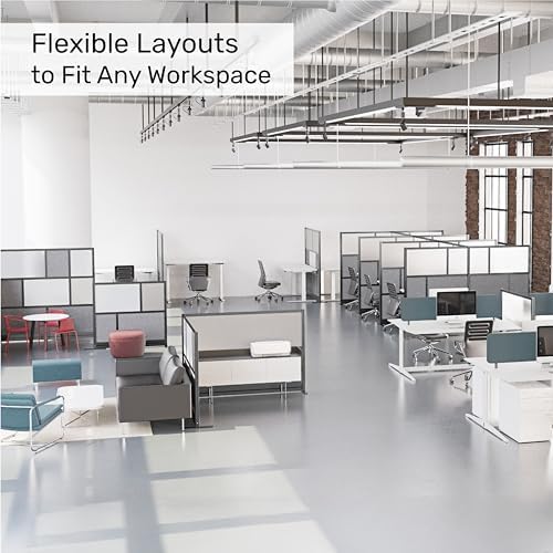 Workflow Modular Wall | Room Divider with Whiteboard, Sound Dampening, & Frosted Acrylic Panels | Expandable Office Partition for Privacy & Stability (53" x 70") - Image 2