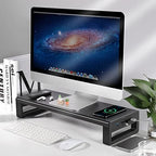 Vaydeer Wireless Charging and USB 3.0 Monitor Stand, Monitor Riser for Desk with Storage, Single Shelf Holder Raiser Organizer for Computer iMac Laptop PC Screen, Heavy Duty Gift Gaming Studio Office - Image 5