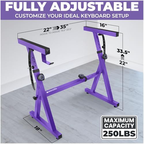 Liquid Stands Piano Keyboard Stand - Z Style Adjustable and Portable Heavy Duty Music Stand for Kids and Adults -Fits 54-88 Key Electric Pianos - Sturdy Musical Keyboard Stand (Purple) - Image 2