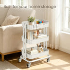 3 Tier Rolling Cart Metal Utility Cart with Lockable Wheels Home Office - Image 3