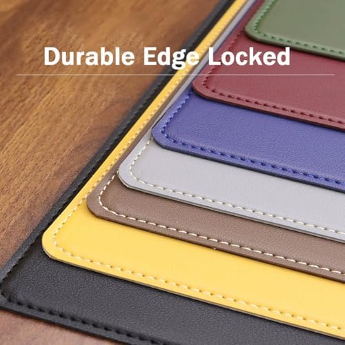 PU Leather Large Desk Pad with Stitched Edge, Waterproof Office Laptop Mouse Mat, Edge Protector Desk Accessories, Edge-Locked Non-Slip Writing Table Blotter (Navy,39.4"x23.6") - Image 7