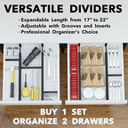 SpaceAid Bamboo Drawer Dividers with Inserts and Labels, Kitchen Adjustable Drawer Organizers, Expandable Organization for Home, Office, Dressers, 4 Dividers with 9 Inserts (17"-22" Black) - Image 5