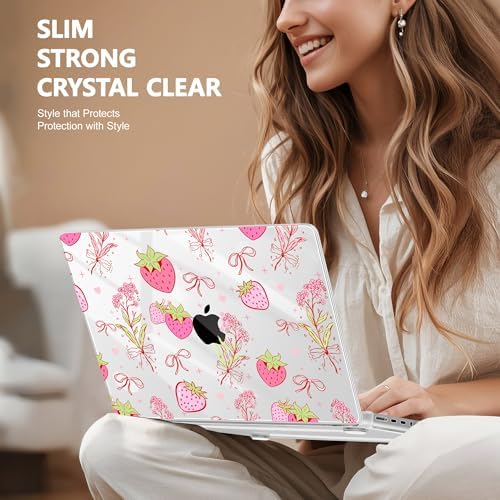May Chen for 2026 MacBook Pro 14-inch M5 M4 M3 M2 M1 Pro/Max Chip, Release 2026 2025-2021, Model A3427 A3426 A3434 A3112 A3401 A3185, Plastic Hard Shell with Keyboard Cover, Strawberry Bow - Image 4