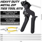 155 Pack Stainless Steel Cable Tie Gun Kit, 150 Pcs 11.8 Inch Metal Zip Ties, Adjustable Fastening and Cutting Tools for Fence, Chain Link Fence, Pipe, Industrial Use - Image 2